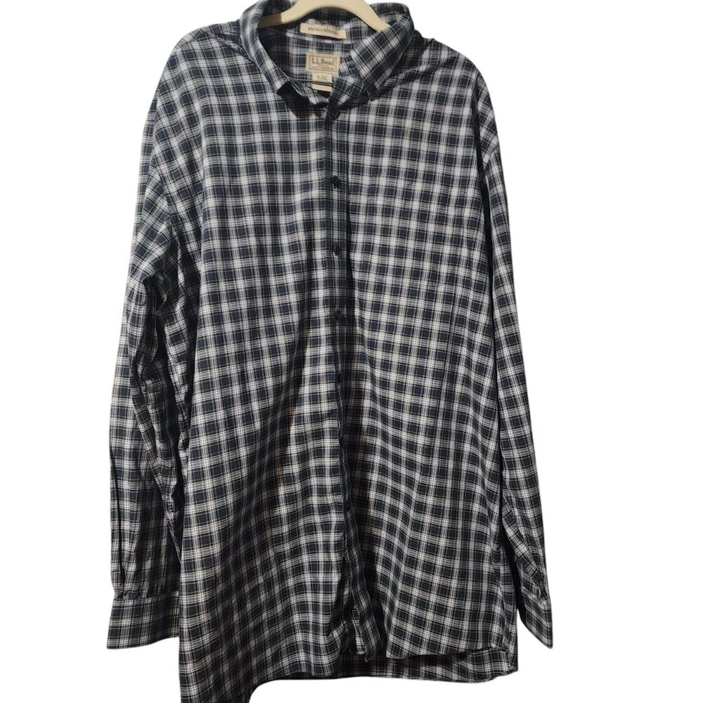 L.L. Bean Flannel Plaid Long Sleeve Shirt Size XL Tall Wrinkle Resistant Western